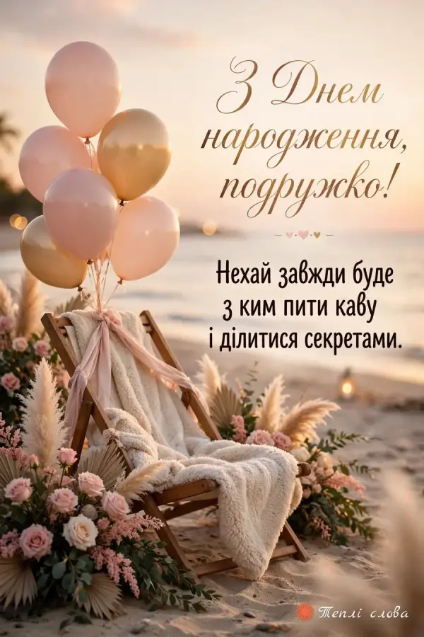 Крісло на пляжі із кульками на заході: нехай завжди буде з ким пити каву