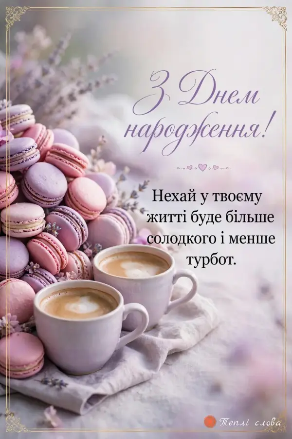 Бузкові макаруни й два капучино з лавандою, побажання більше солодкого і менше турбот
