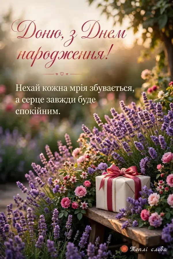 Подарунок на лавці серед лаванди і троянд — «Доню, з Днем народження!»