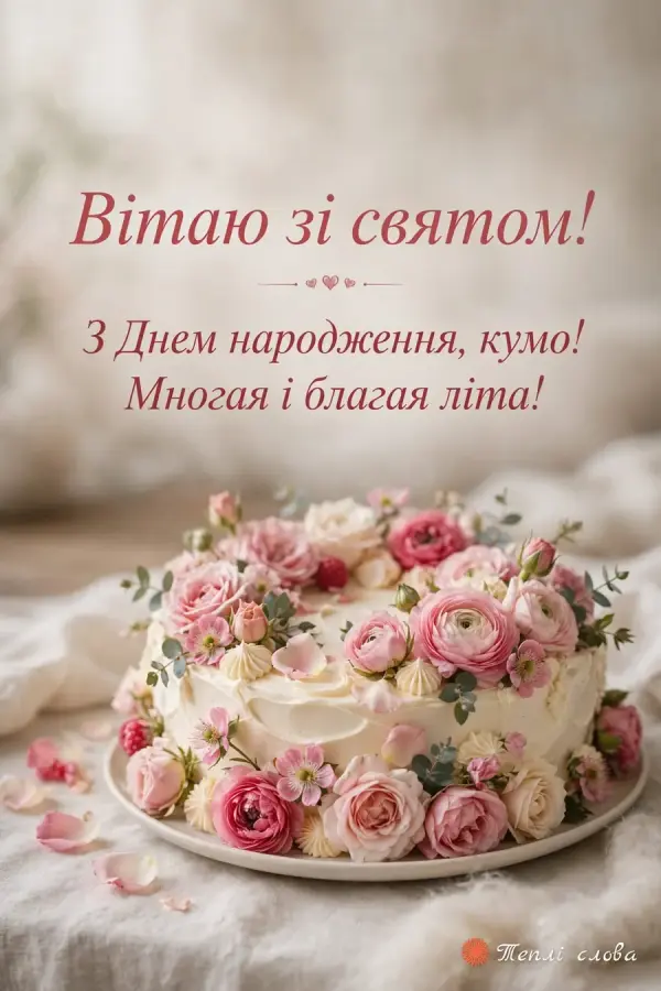 Кремовий торт із живими трояндами, «Вітаю зі святом!» і «Многая і благая літа!»