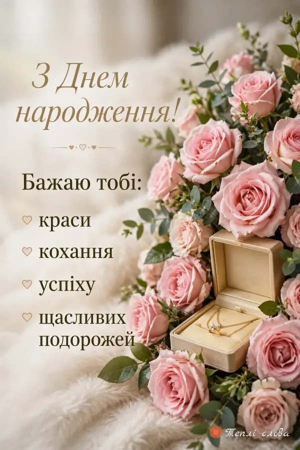 Рожеві троянди й скринька з кулоном, список побажань від краси до подорожей