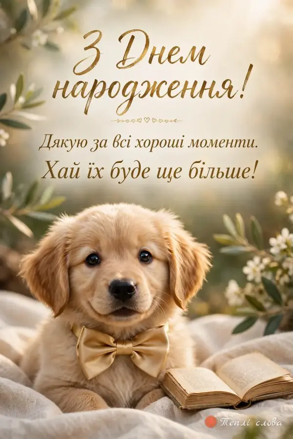 Цуценя із золотим метеликом і подяка за всі хороші моменти