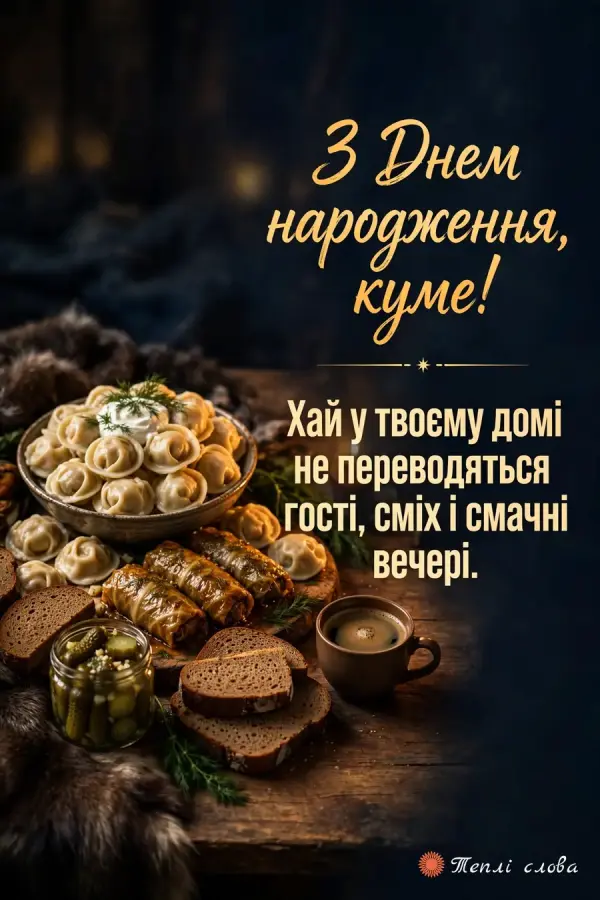 Вареники, голубці й житній хліб на гостинному столі — побажання сміху й смачних вечер